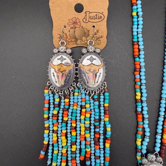 Justin Boots Beaded Necklace and Earrings Set - Picture 2 of 4